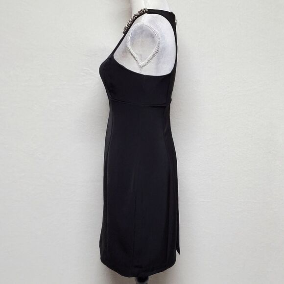 VINTAGE Express Black Beaded Crystal Racerback Sheath Cocktail Dress Statement - Picture 9 of 15